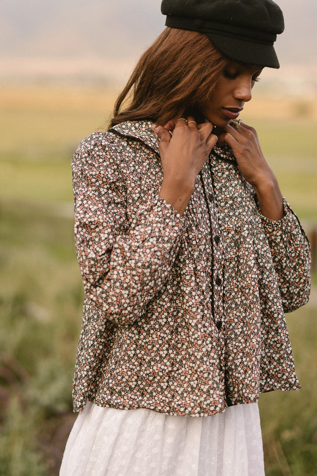 Betty Long Sleeve Blouse in Dark Floral