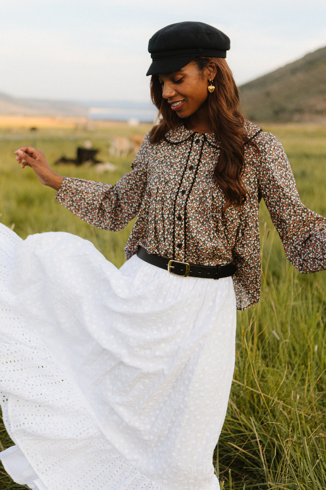 Betty Long Sleeve Blouse in Dark Floral