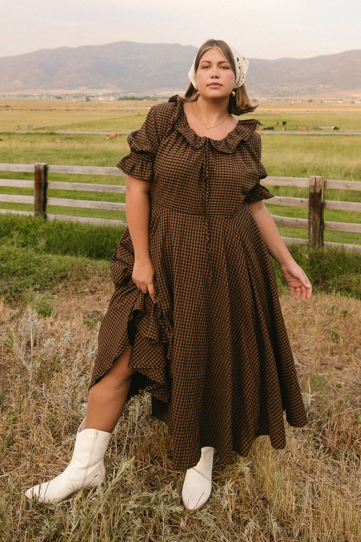 Maple Dress in Brown Gingham