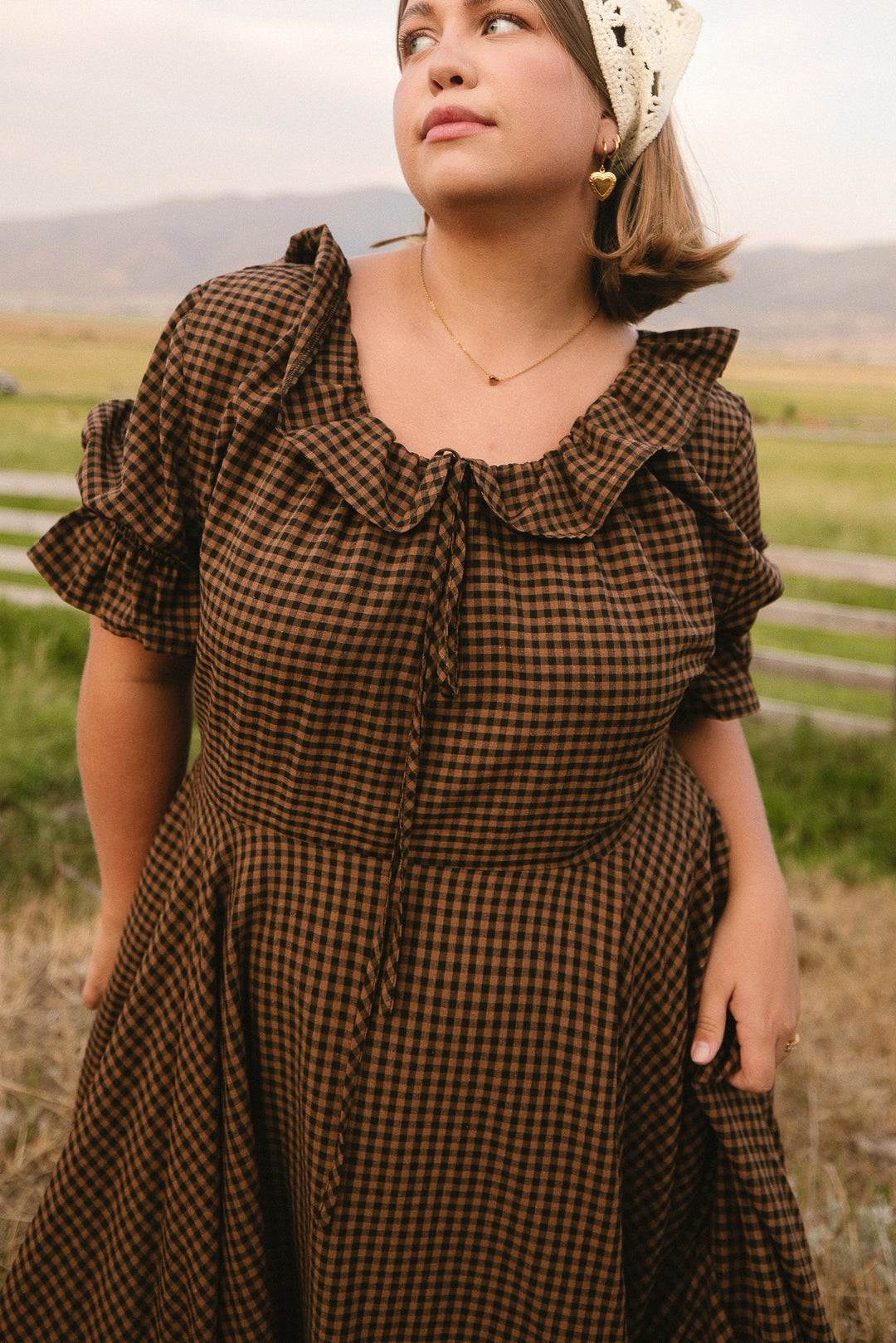 Maple Dress in Brown Gingham