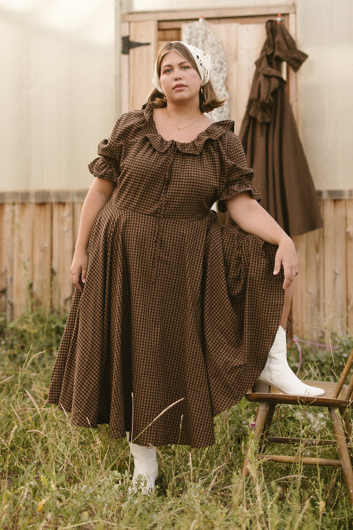 Maple Dress in Brown Gingham