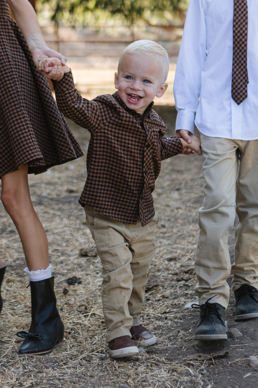 Boys John Shirt in Maple Brown Gingham