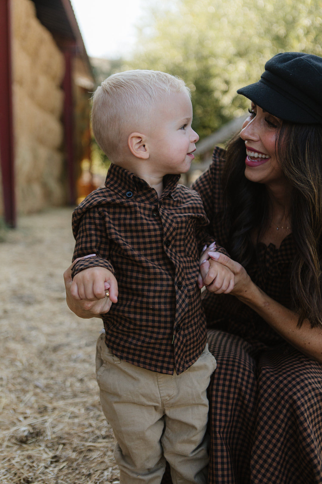 Boys John Shirt in Maple Brown Gingham