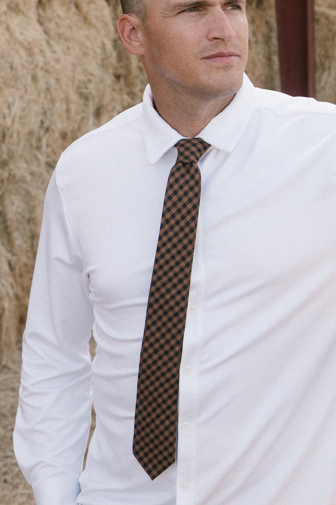 Mens Max Tie in Maple Brown Gingham