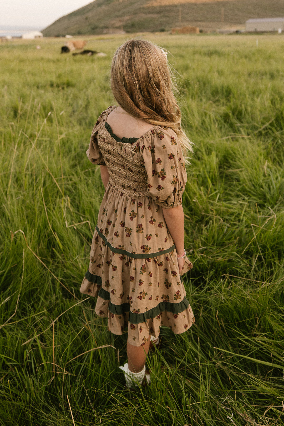 Mini Roselyn Dress in Tan Floral