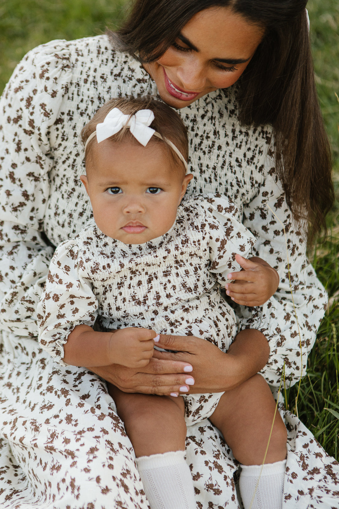 Baby Presley Romper in Cream Floral