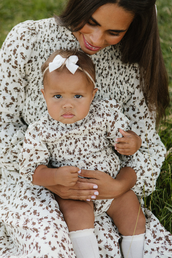 Baby Presley Romper in Cream Floral