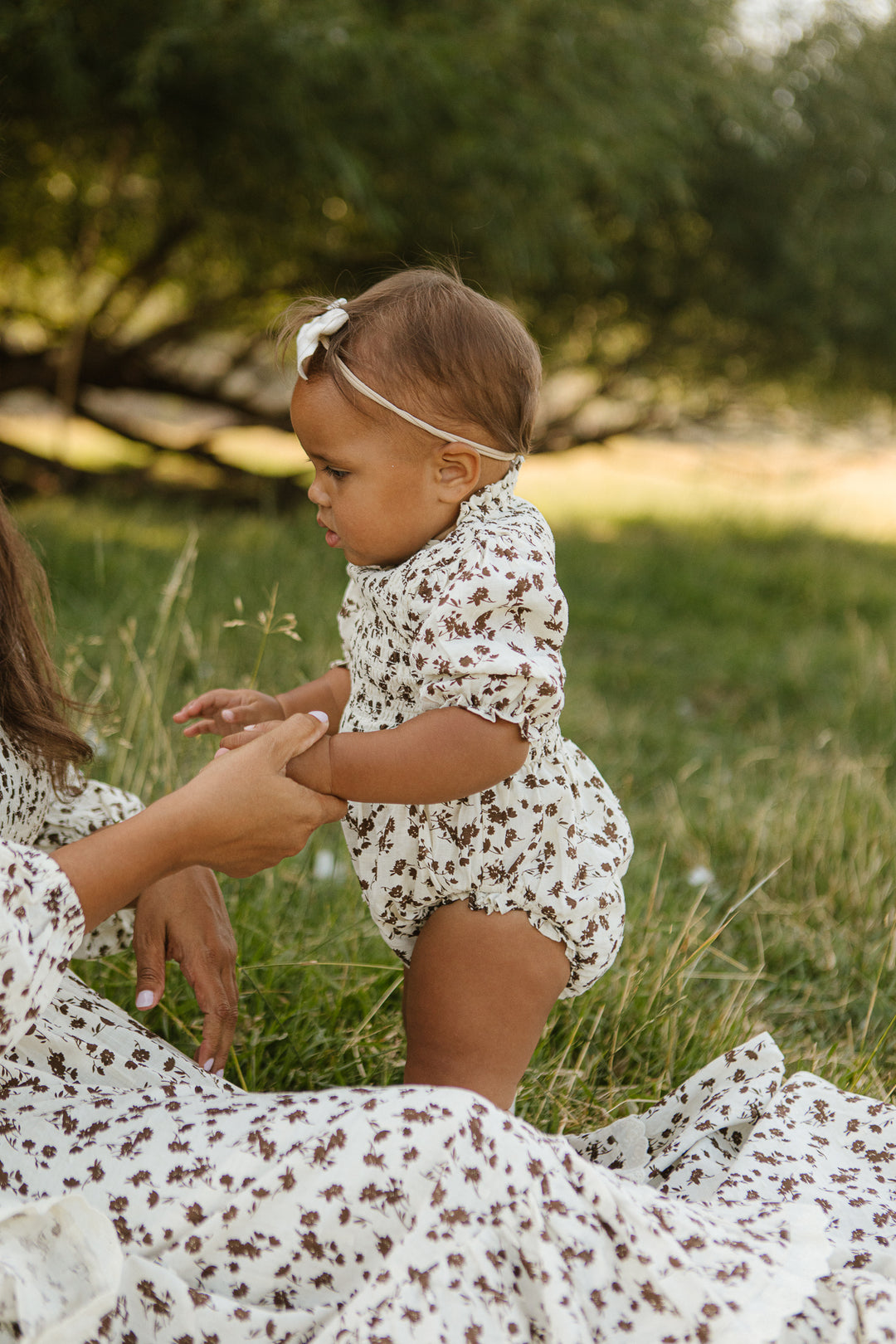 Baby Presley Romper in Cream Floral