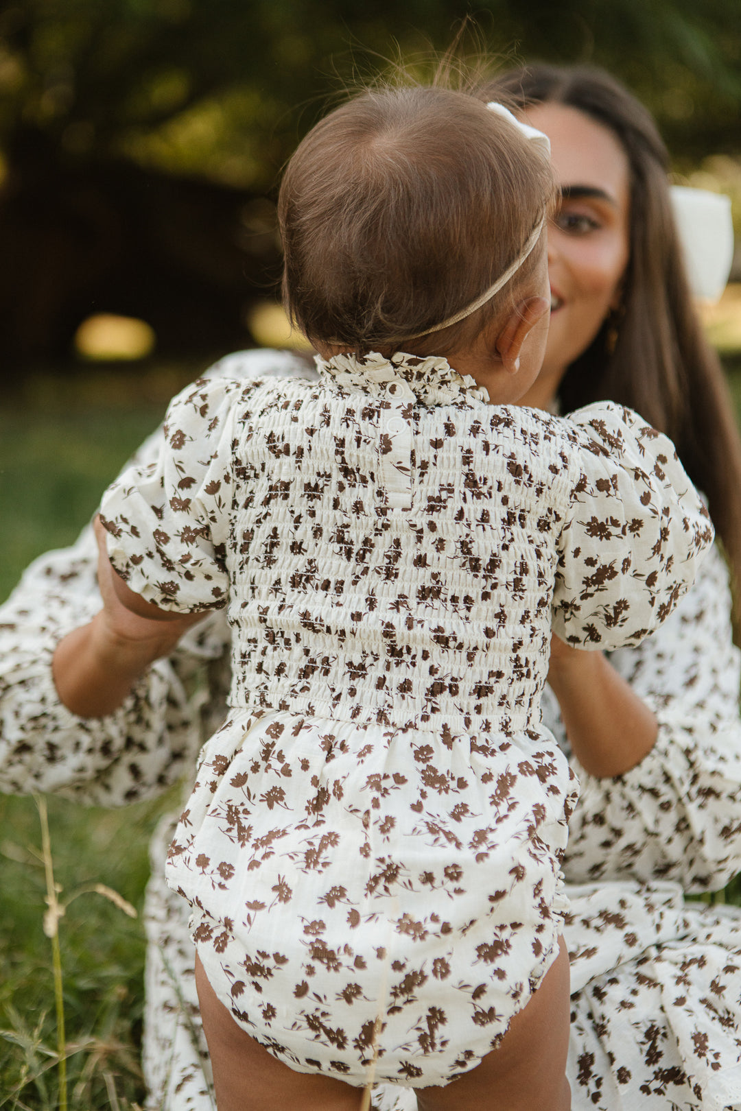 Baby Presley Romper in Cream Floral