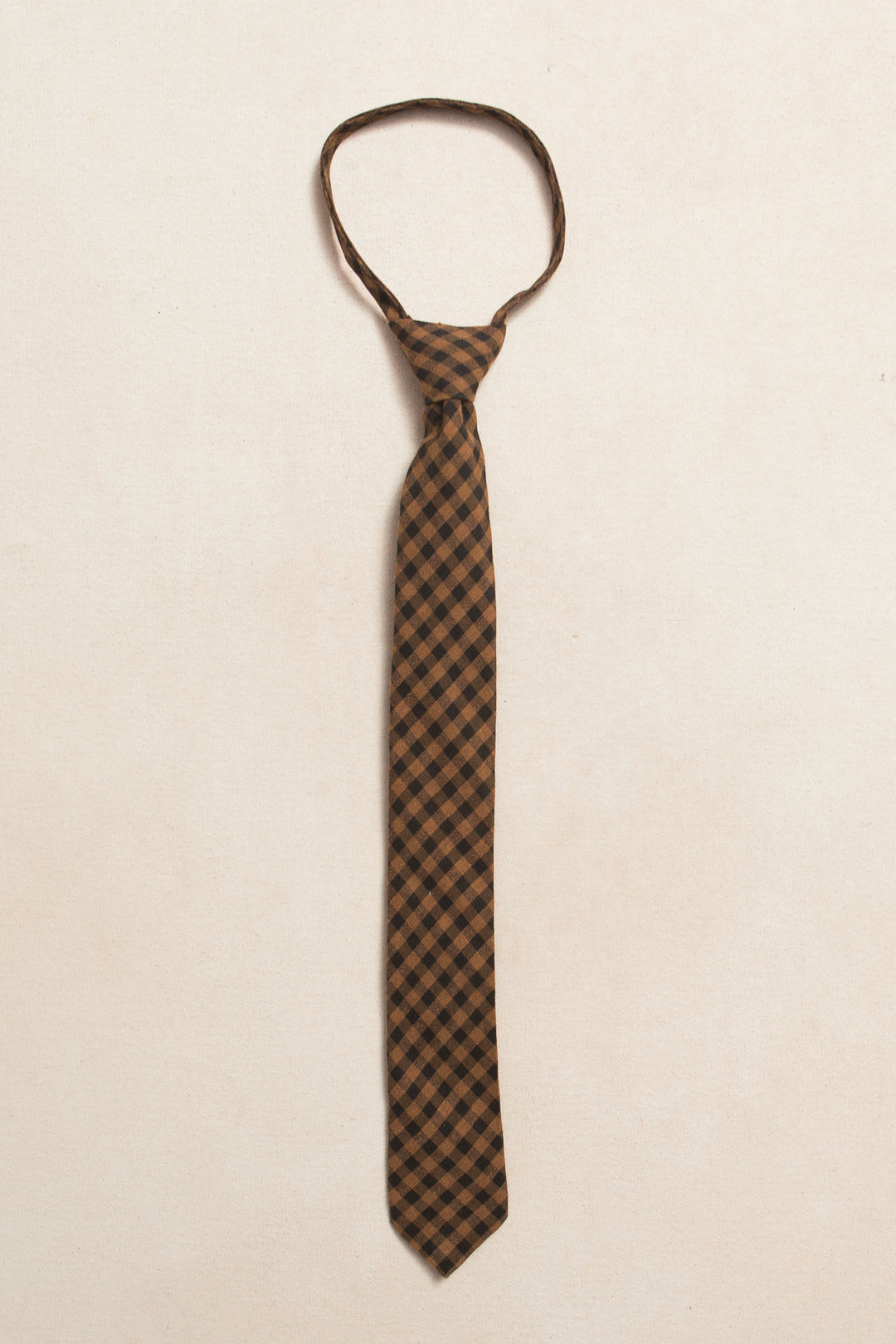 Boys Max Tie in Maple Brown Gingham - FINAL SALE