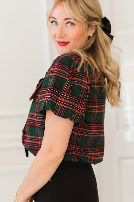 Andrea Blouse in Evergreen Plaid