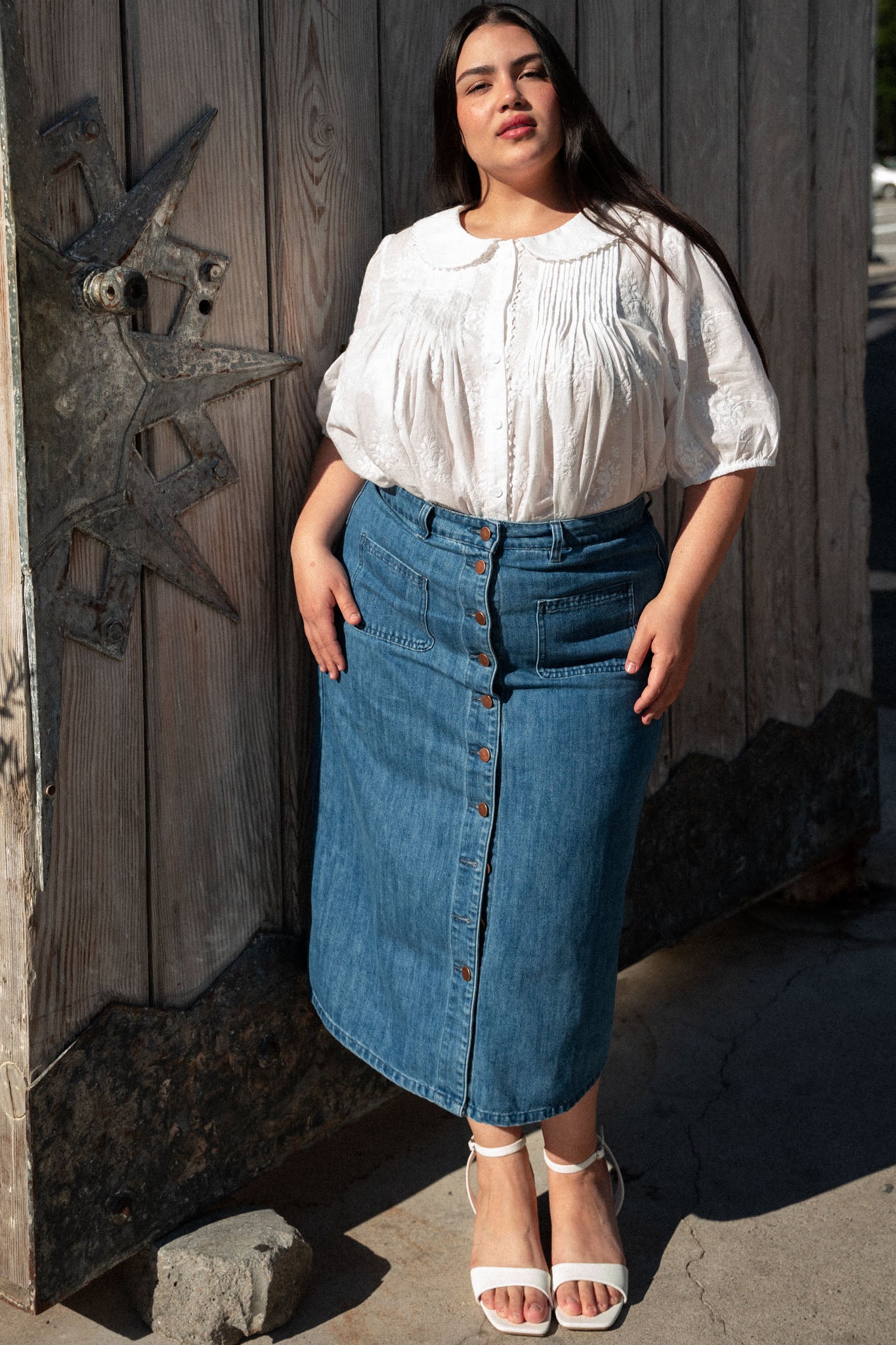 Plus Size - Jegging Denim Midi Skirt - Medium Wash - Torrid