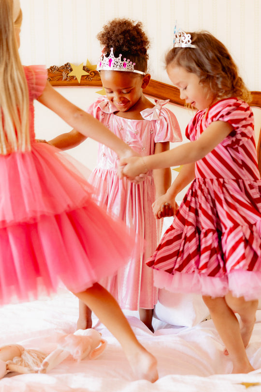 Mini Tiara Dress in Pink Velvet