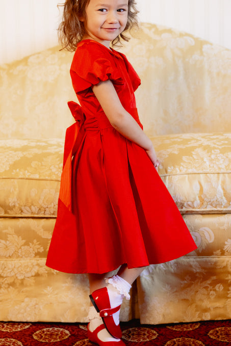 Mini Wrenley Dress in Red Taffeta