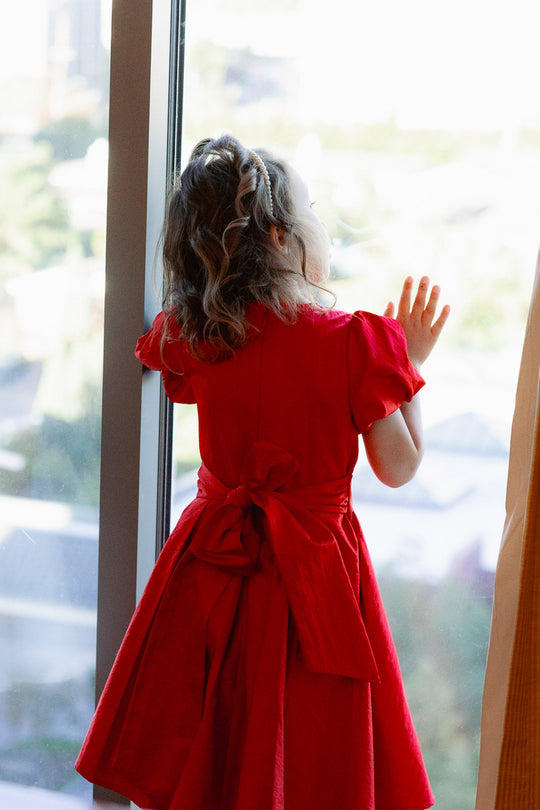 Mini Wrenley Dress in Red Taffeta