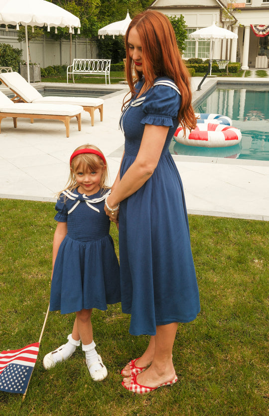 sailor blue dress Sailor navy swing -1950s inspired vintage