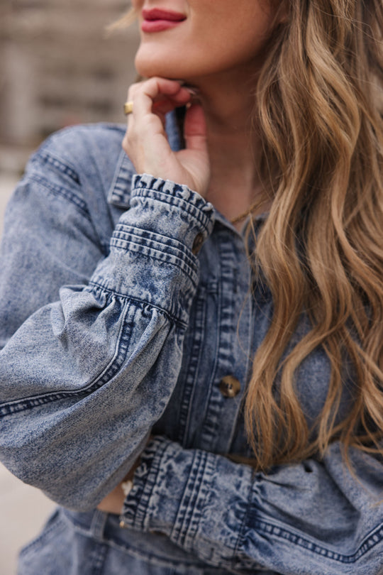 Elodie Dress in Light Wash Denim
