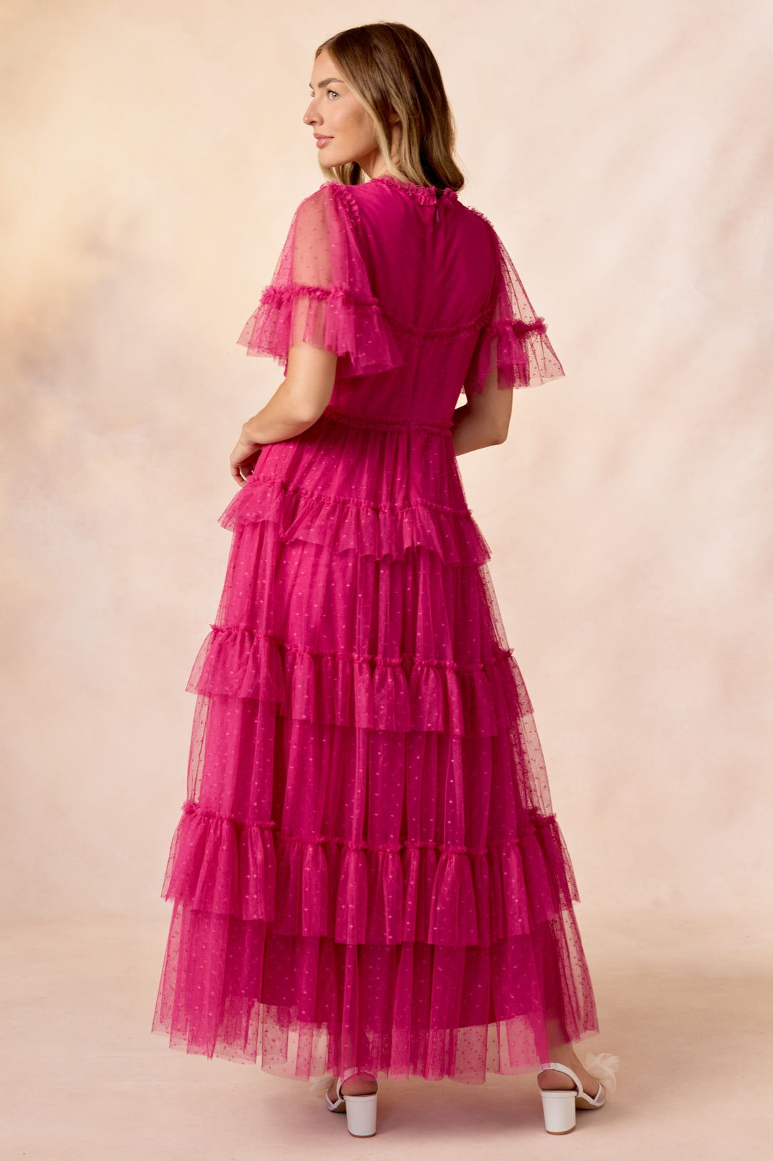 fuchsia holiday dress Leely Women Sparkly Fuchsia Velvet Long Pageant Dress with Slit Mermaid Neck Scarf Keyhole Holiday Party Dress with Rhinestone