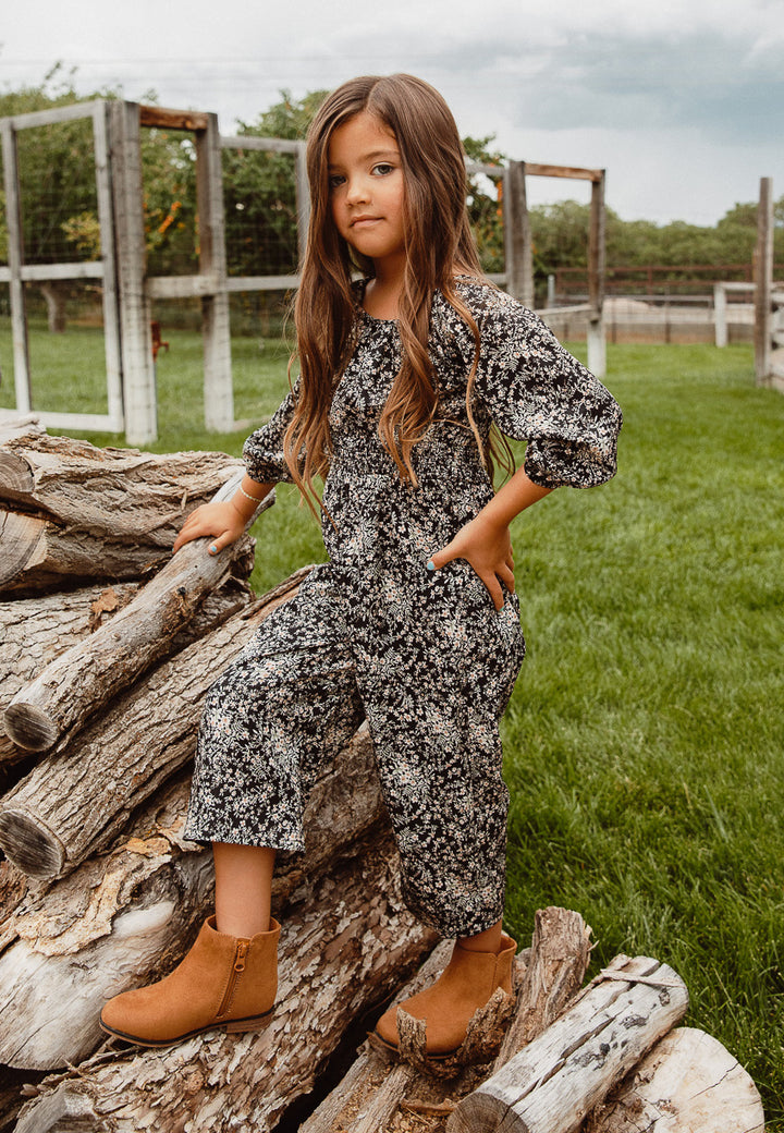 Mini Willow Jumpsuit in Black Floral