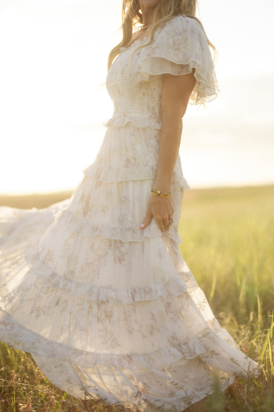 Winnie Dress in Bright White Wispy Wildflower-4