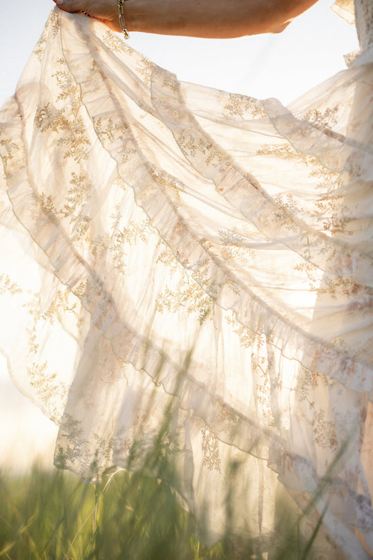 Winnie Dress in Bright White Wispy Wildflower-6