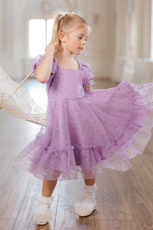 Mini Wonderland Dress in Purple Hearts - FINAL SALE