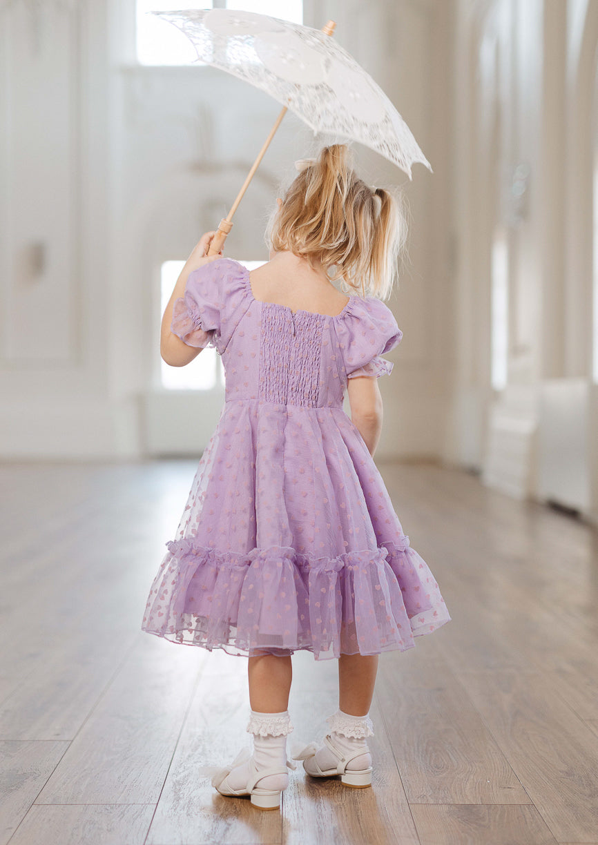 Mini Wonderland Dress in Purple Hearts - FINAL SALE