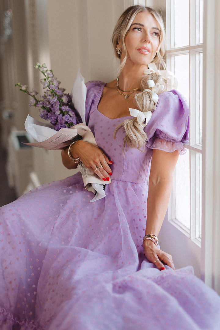 Wonderland Dress in Purple Hearts