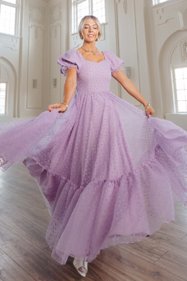 Wonderland Dress in Purple Hearts