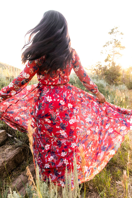 Laney Dress in Red Floral