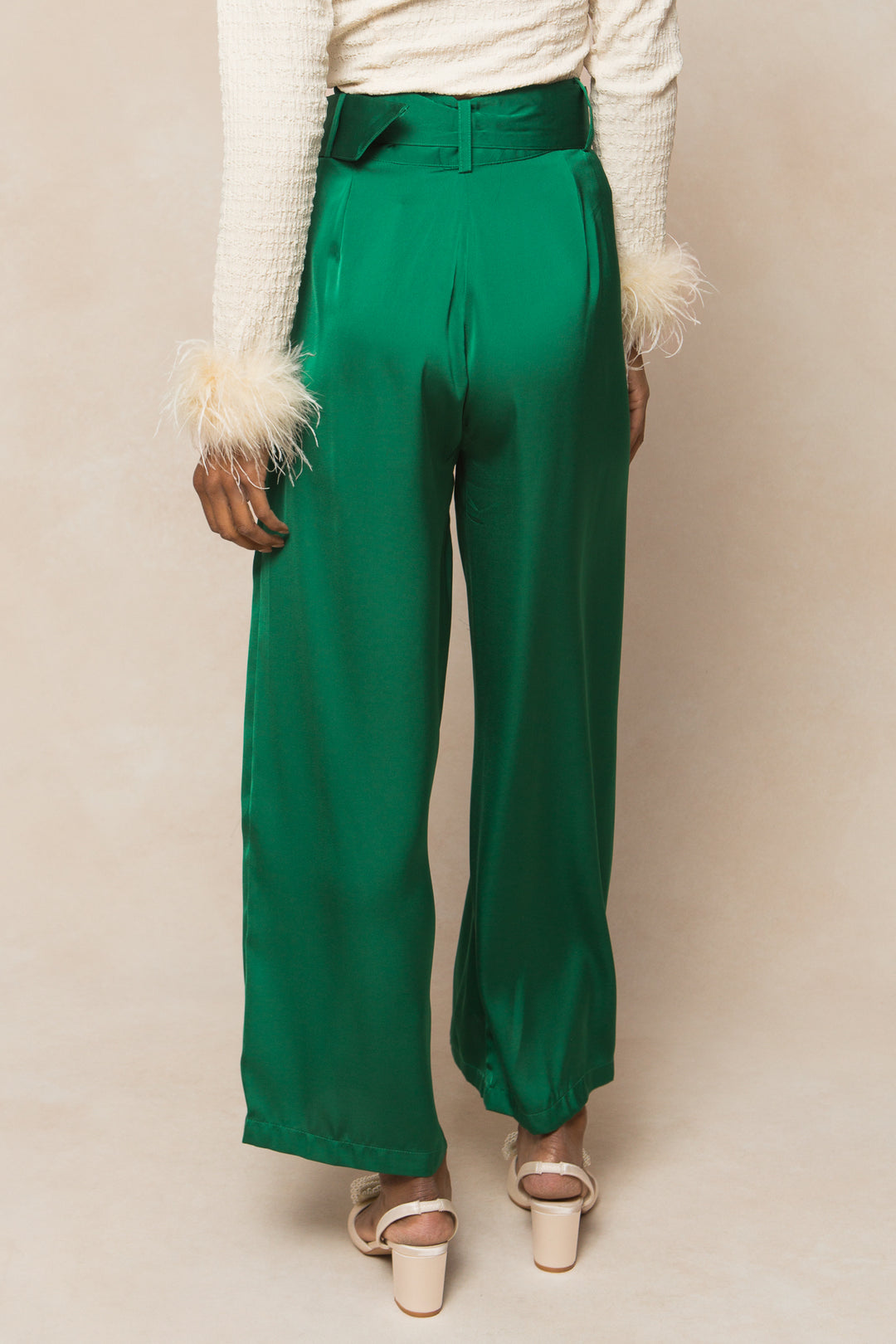 Zendaya Pants in Emerald Satin - FINAL SALE