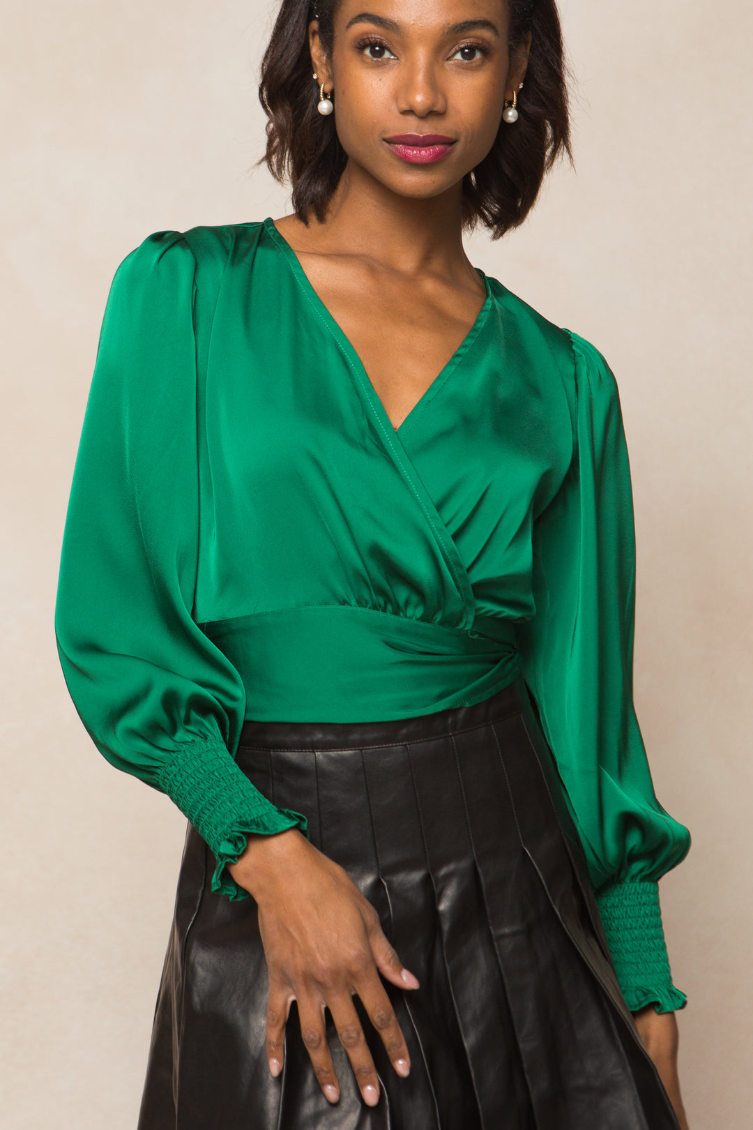 Zendaya Top in Emerald Satin - FINAL SALE