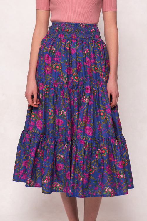Zoey Skirt in Blue Multicolor Floral