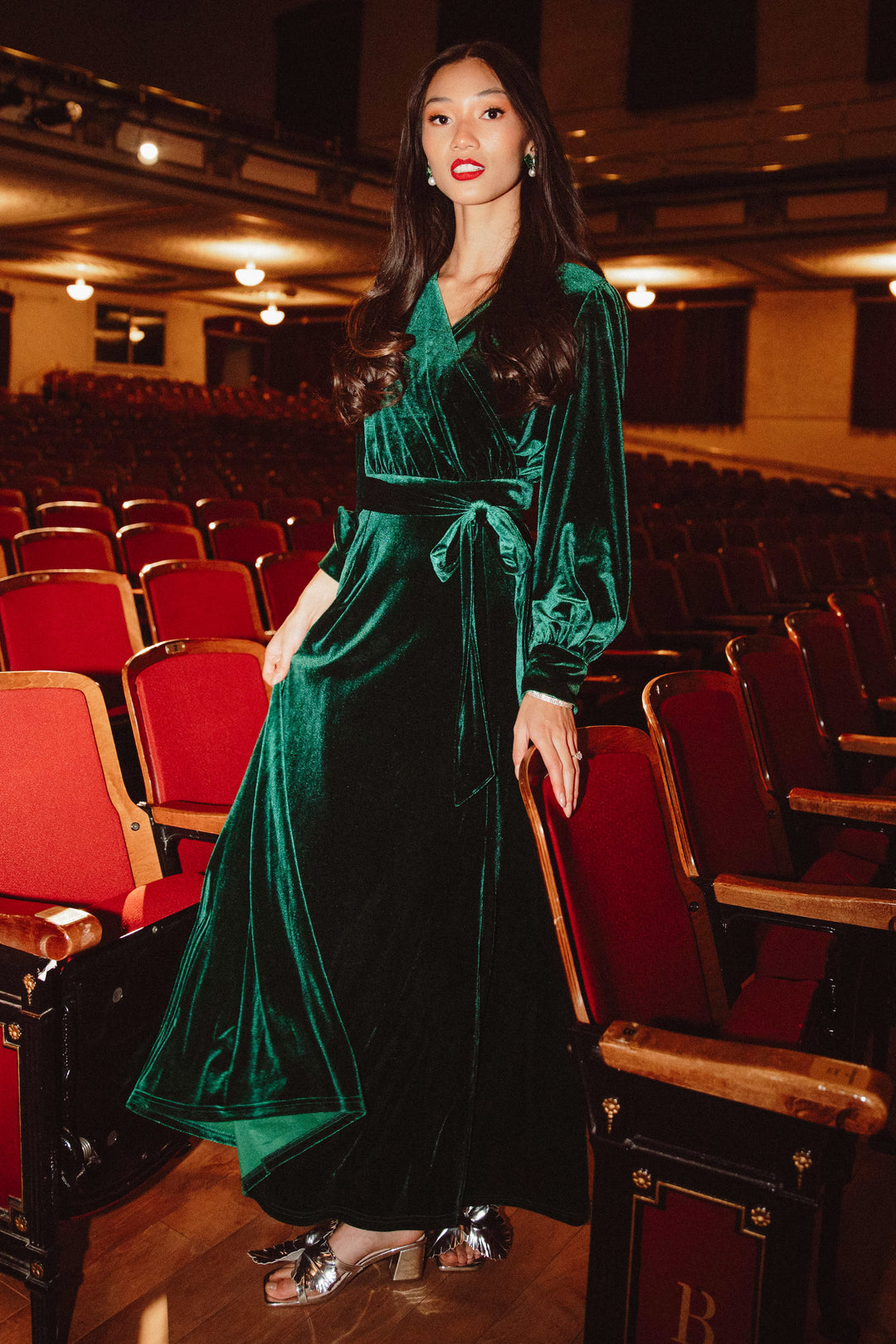 Hannah Dress - Emerald Velvet Bridesmaid Dress