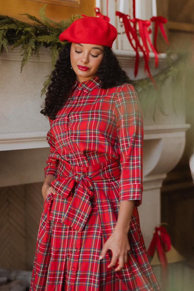 Angela Blouse in Holiday Plaid