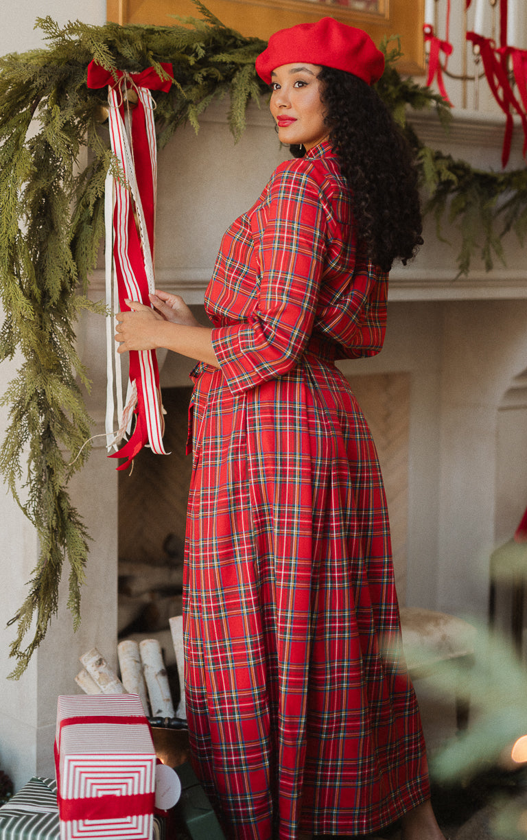 Angela Blouse in Holiday Plaid