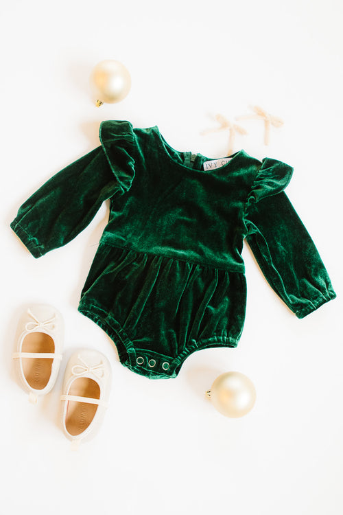 Baby La La Lady Romper In Emerald