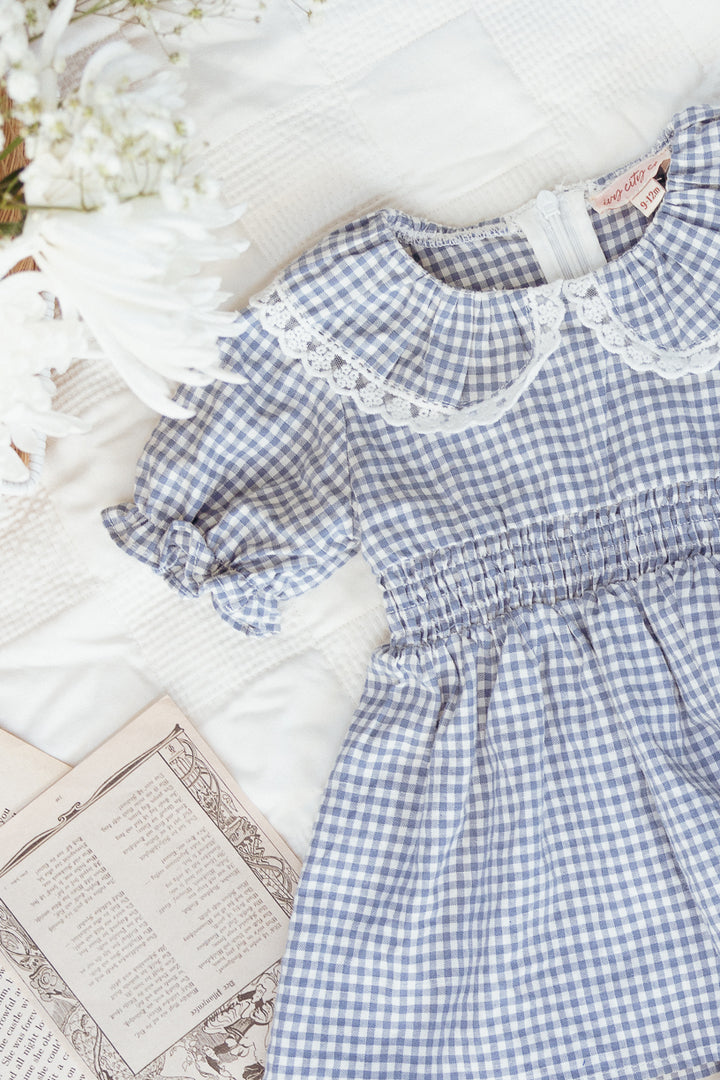 Baby Hannah Dress Set in Blue Gingham