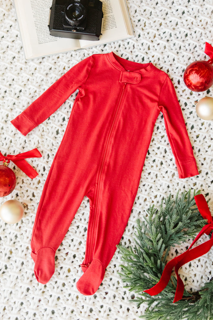 Baby So Soft Footie One Piece Pajama in Red - FINAL SALE