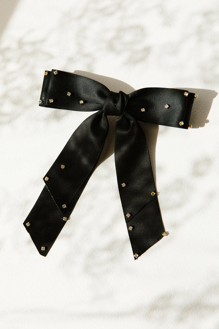 Black Embellished Bow Clip