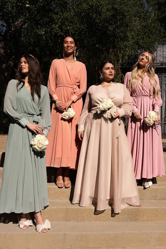blush dresses for women Andie Maxi Length Dress in Pink Blue Jeans Dress T Model is wearing a Mariana Priority US Size:M