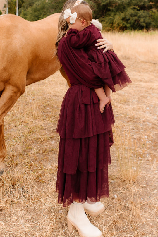 Cosette Midi Dress in Wine