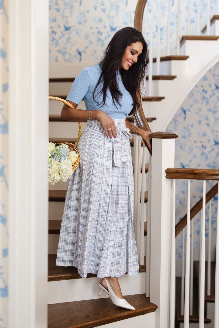 Angela Skirt in Blue Plaid