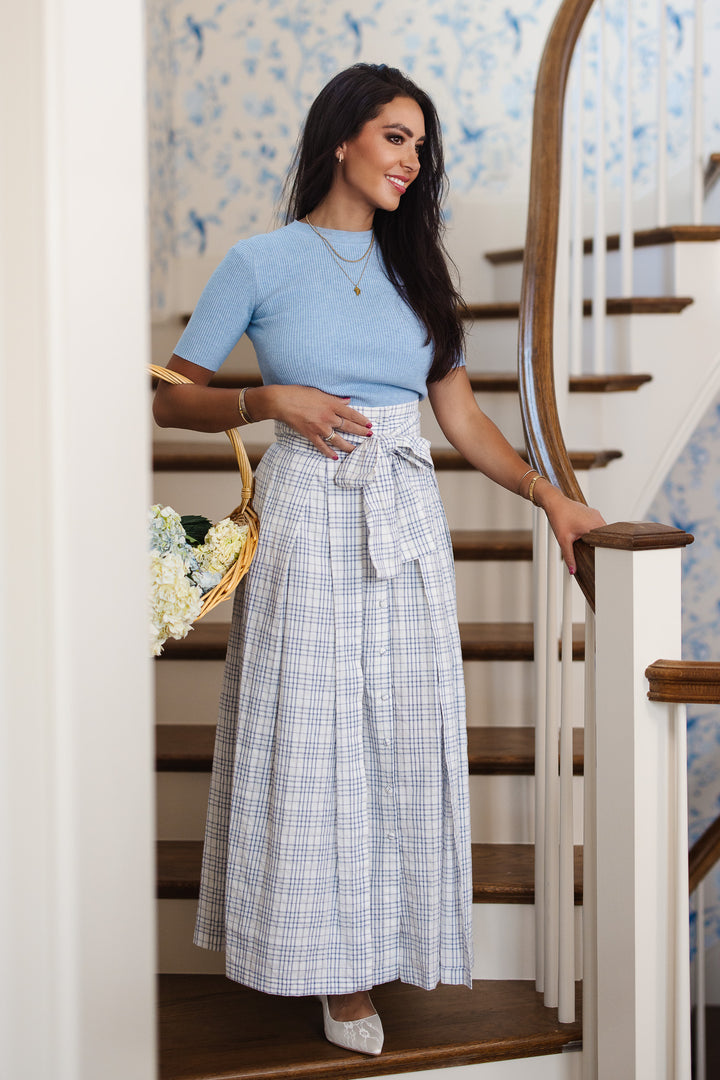 Angela Skirt in Blue Plaid