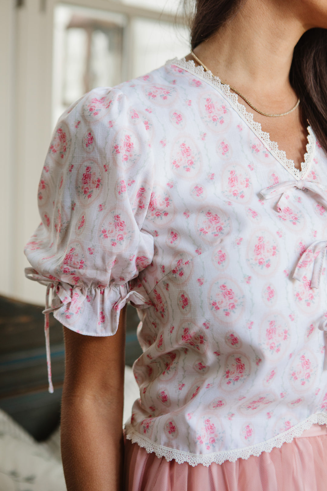 Rosette Top in Floral