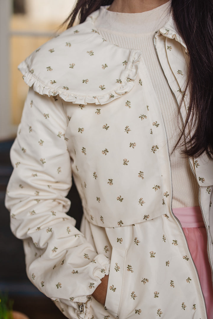 Clementine Raincoat in Cream Floral