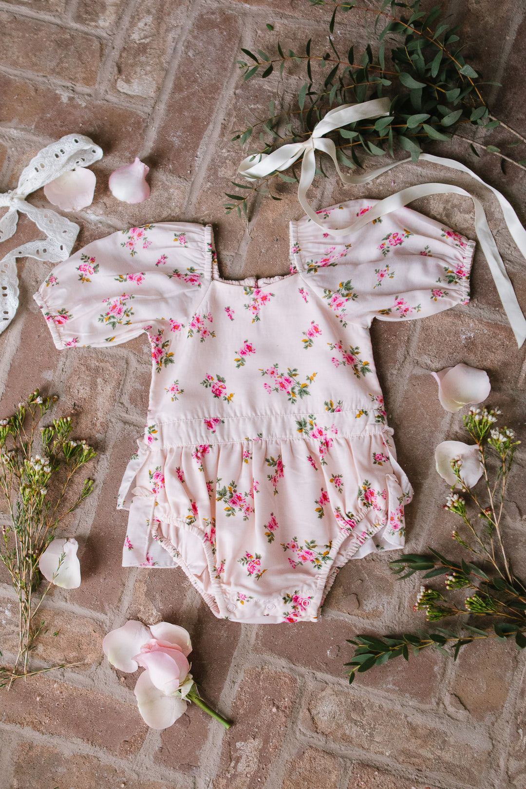 Baby Nola Ruffle Romper in Pink Floral