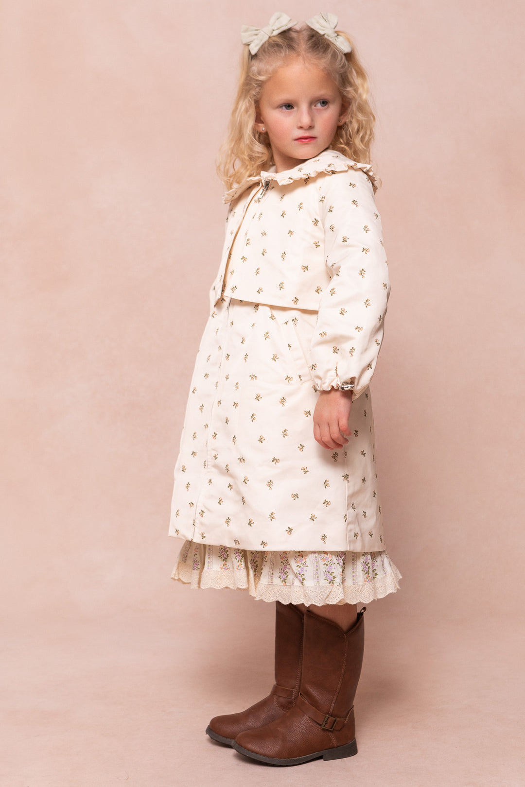 Mini Clementine Raincoat in Cream Floral