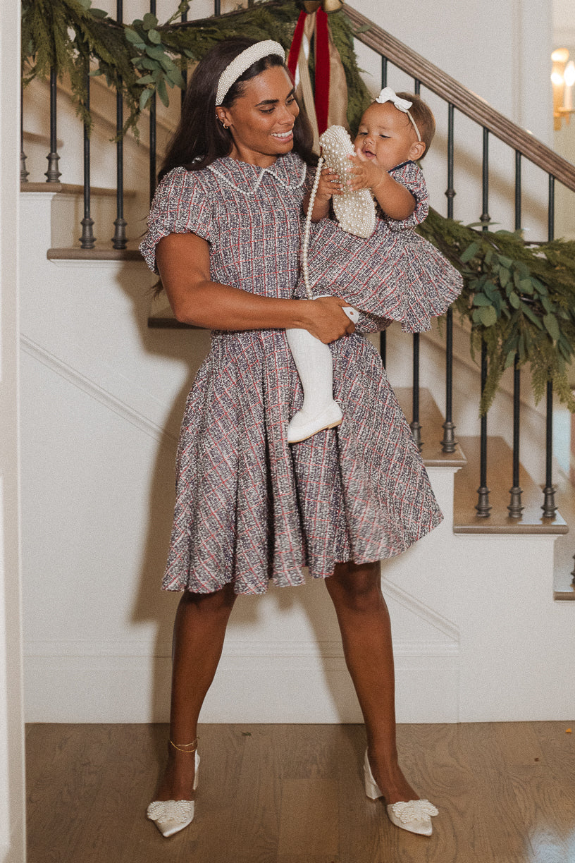 Baby Celine Dress Set in Navy Plaid