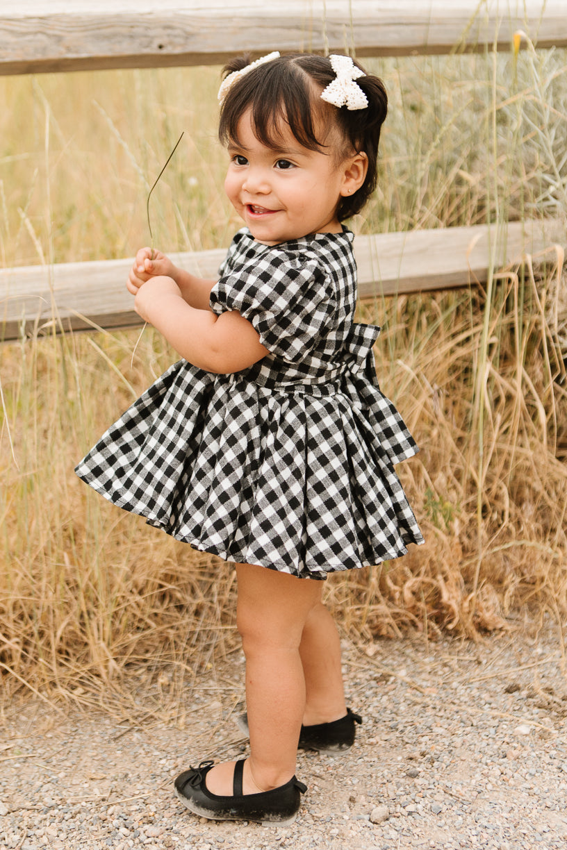 Baby Cupcake Dress Set in Black Gingham